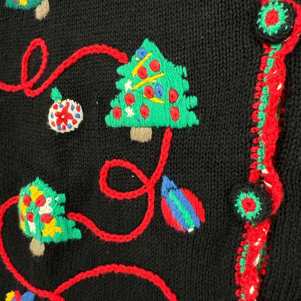 Nutcracker Vtg Christmas Cardigan Sweater Holiday Trees Womens M Cottage Teacher - Picture 5 of 11